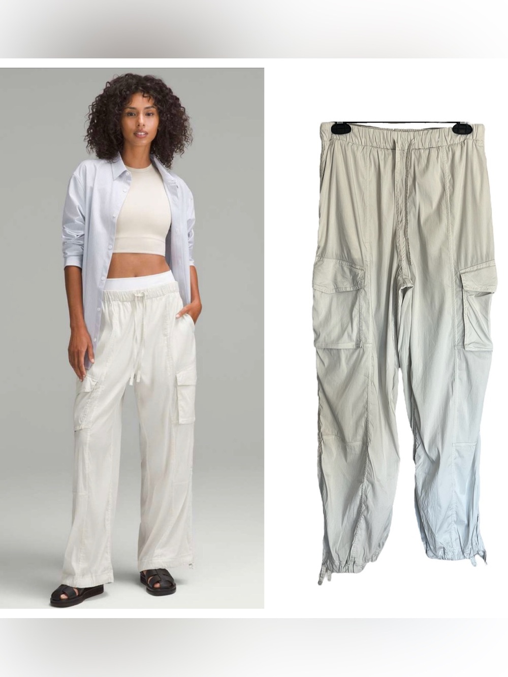 New Lululemon Lightweight Adjustable Mid-Rise Cargo Pant Bone Sz XS casual